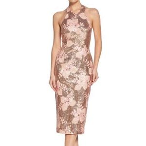 New (NWOT) Dress the Population Cassie Halter Sequin Floral Dress Size Small